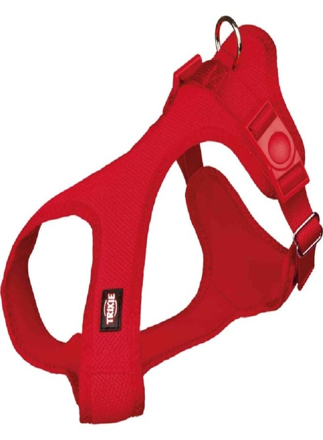 Trixie Comfort Soft Touring Harness for Dogs, Made with Breathable Mesh Material, Adjustable and Lightweight, Ideal for Daily Walking, Training and Hiking - S-M, 35-60cm/20mm, Red
